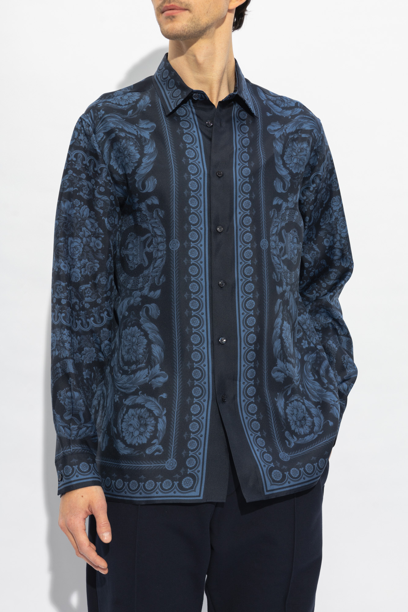 Versace blue discount silk shirt